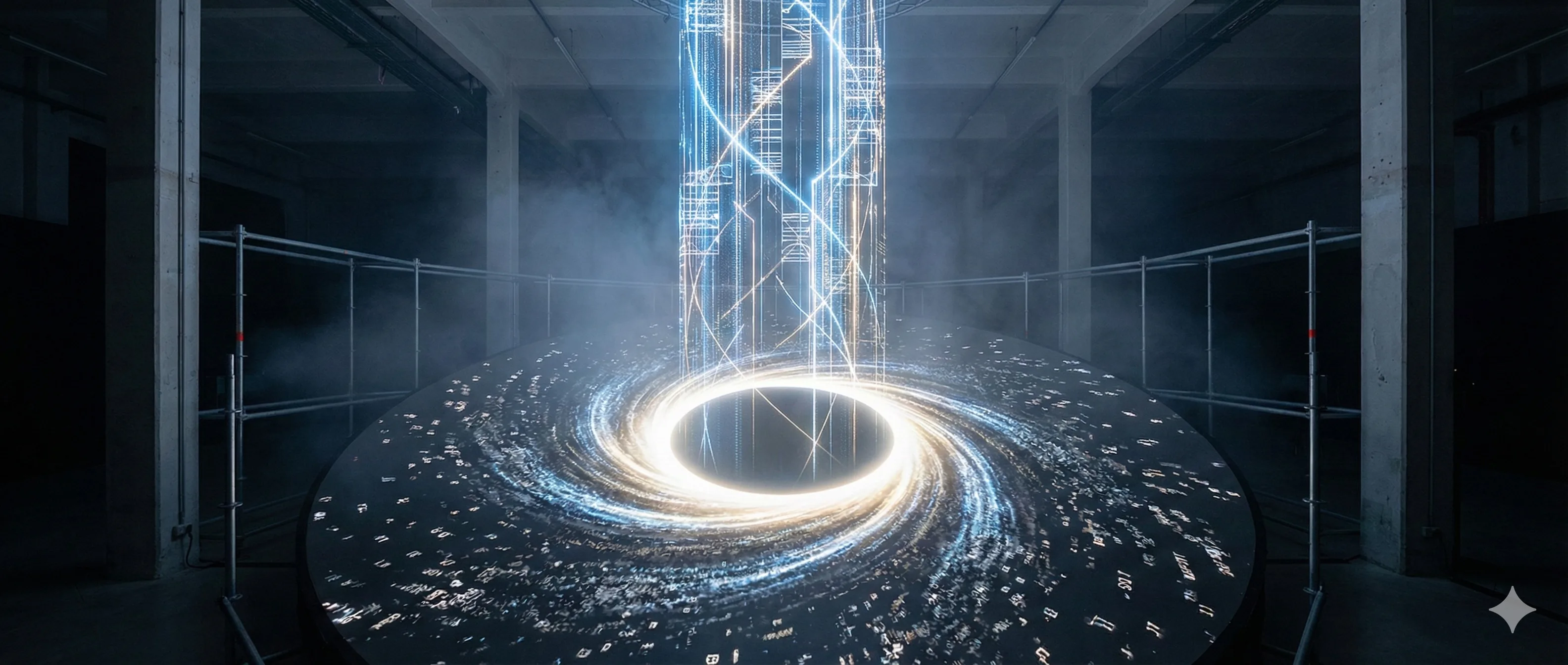 Spiral galaxy-like data flow - all information pulled to the center